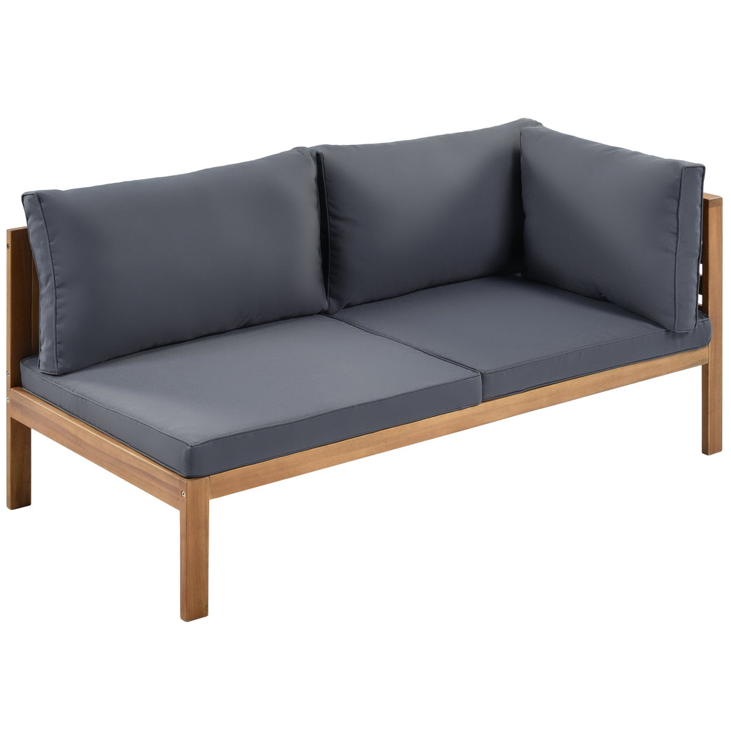 Outdoor Sofa Set Acacia Wood Gray Sectional Japanese Style Water-Resistant