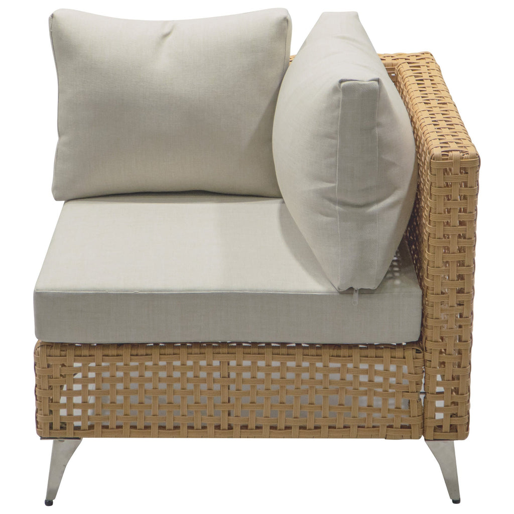Outdoor Patio Sectional Set Rattan Metal Beige 7 Piece Tempered Glass