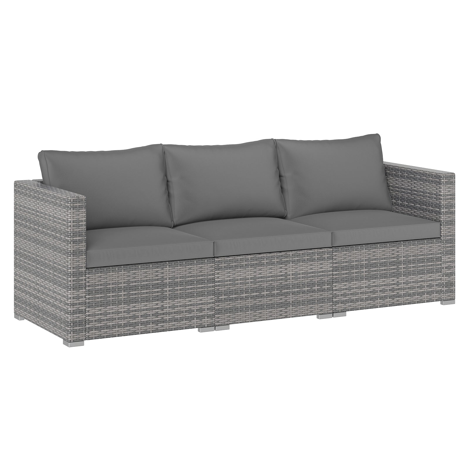 3 Pieces Patio Sectional Sofa Set PE Rattan Modular Couch Furniture Set with Soft Cushions