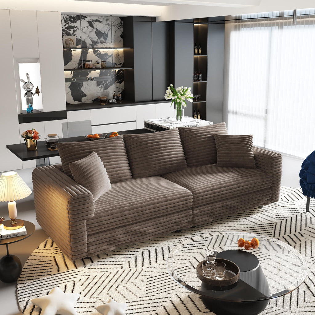 4 Seat Sofa, Modern Comfy Upholstered Sofa Cloud Couch, Deep Seat Couches With Soft Pillows