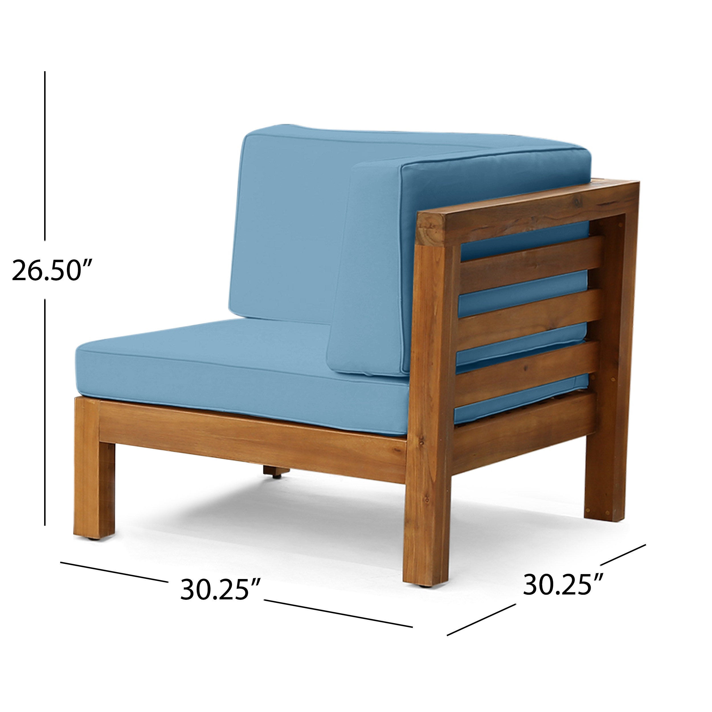 Outdoor Sectional Sofa Set Acacia Wood Blue Cushions 3 Piece