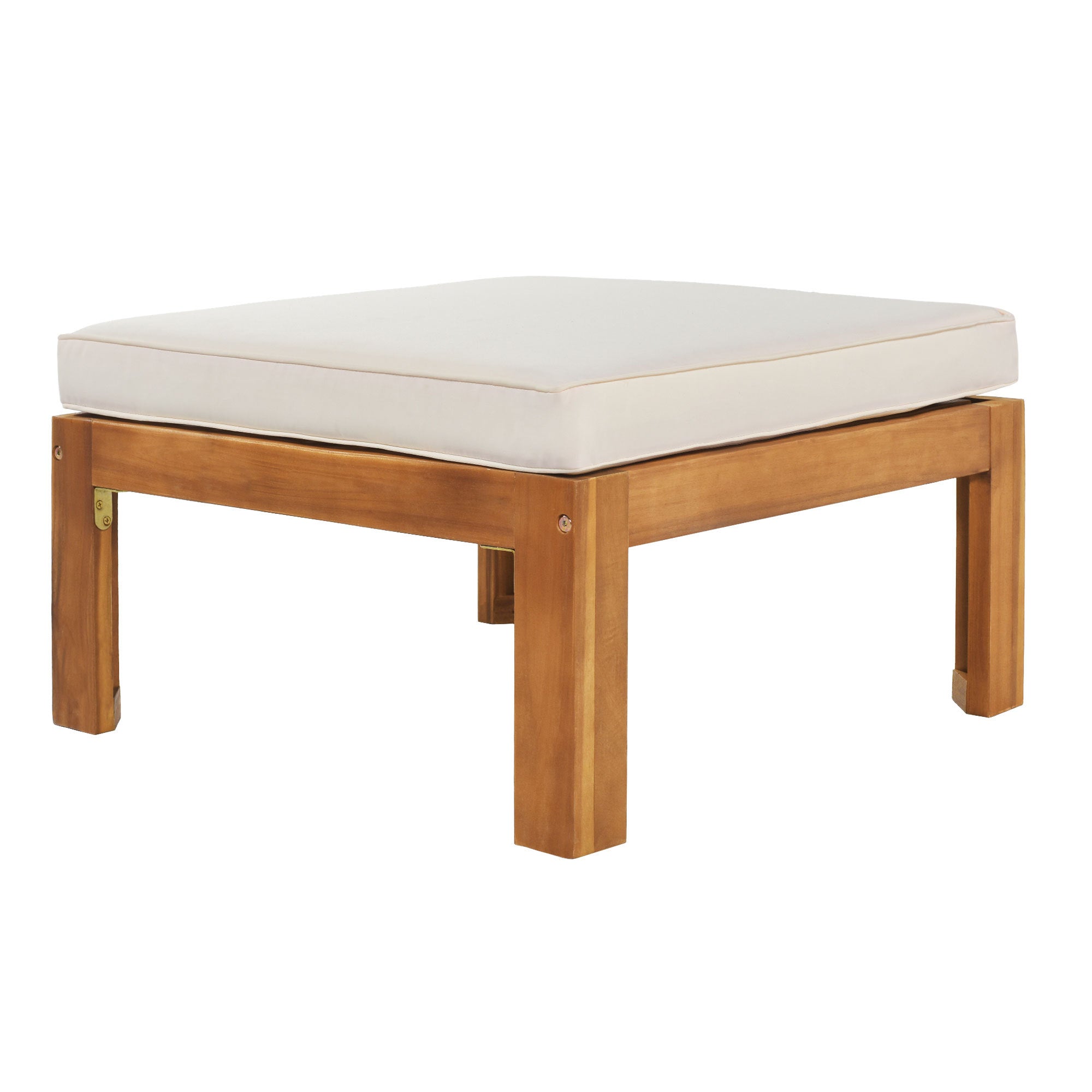 Outdoor Patio Sectional Set Acacia Wood Natural Beige Cushions 5 Piece