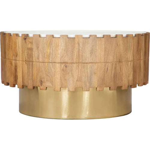 Bombay Wood & Marble Round Coffee Table