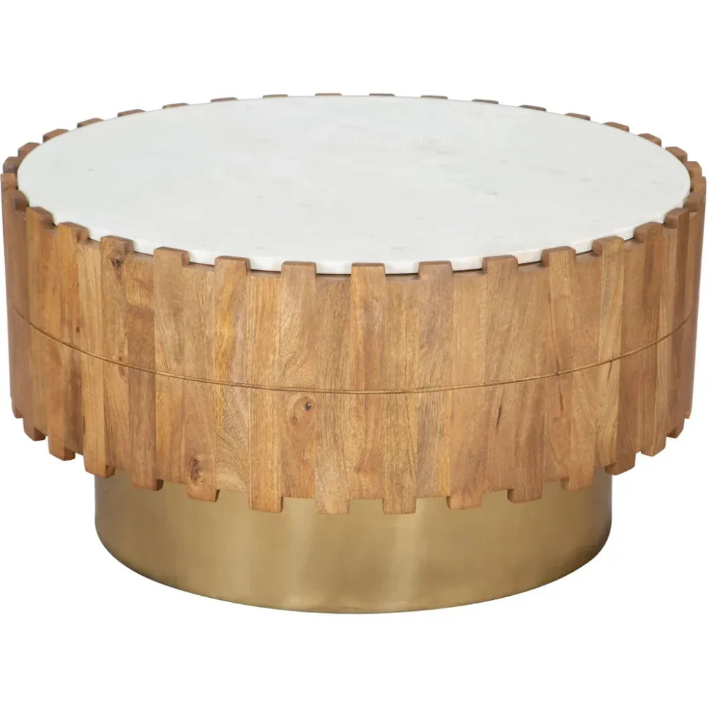 Bombay Wood & Marble Round Coffee Table