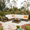 Hamptons Outdoor Wicker L-Shaped Sectional With Table