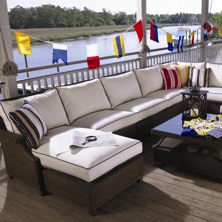 Hamptons Outdoor Wicker Sectional with Coffee Table Set