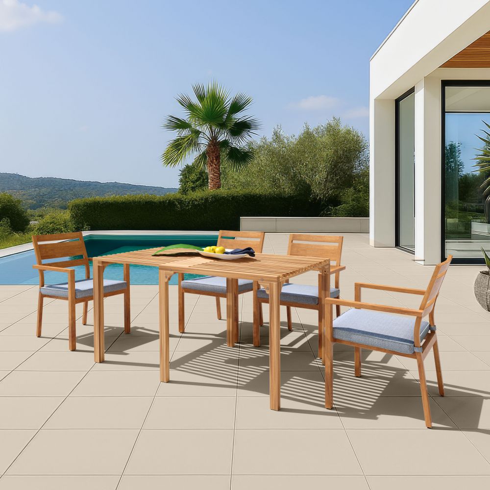 Riviera Natural Wooden Extendable Outdoor Dining Table