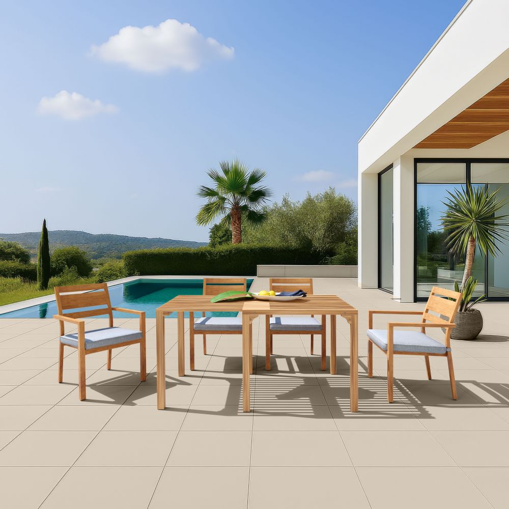 Riviera Natural Wooden Extendable Outdoor Dining Table