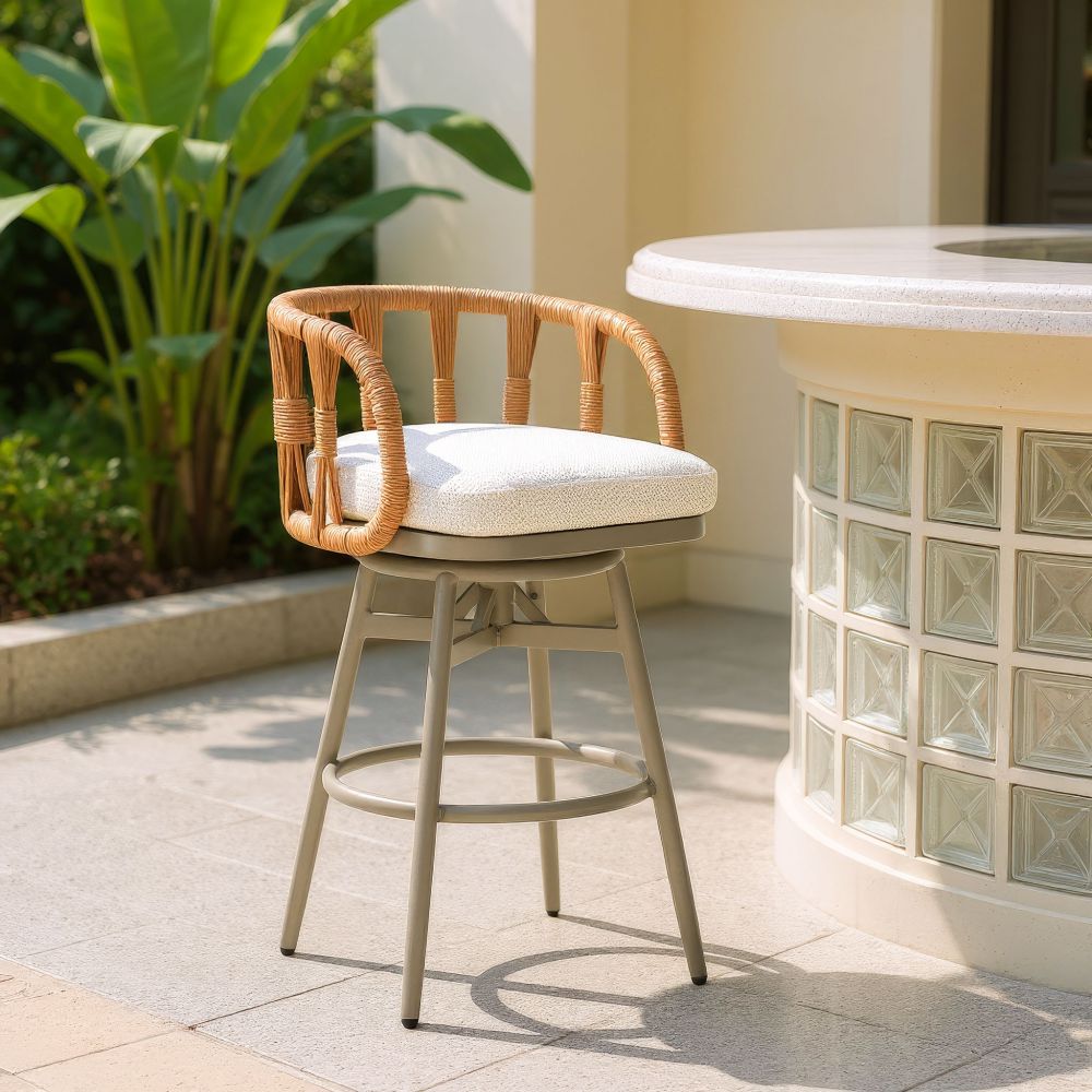 Safal Olefin Fabric Swivel Outdoor Barstool