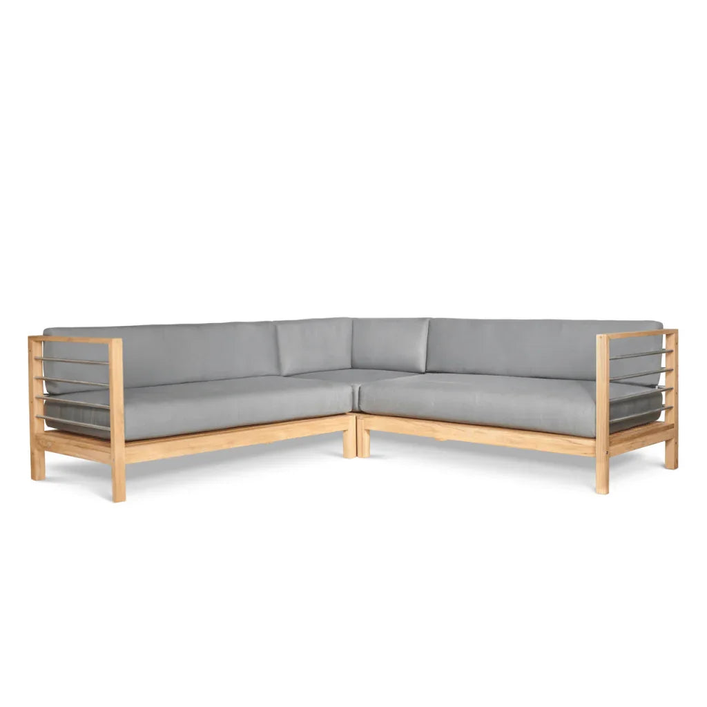 SoHo Teak Patio Sectional Sofa with Sunbrella Cushion