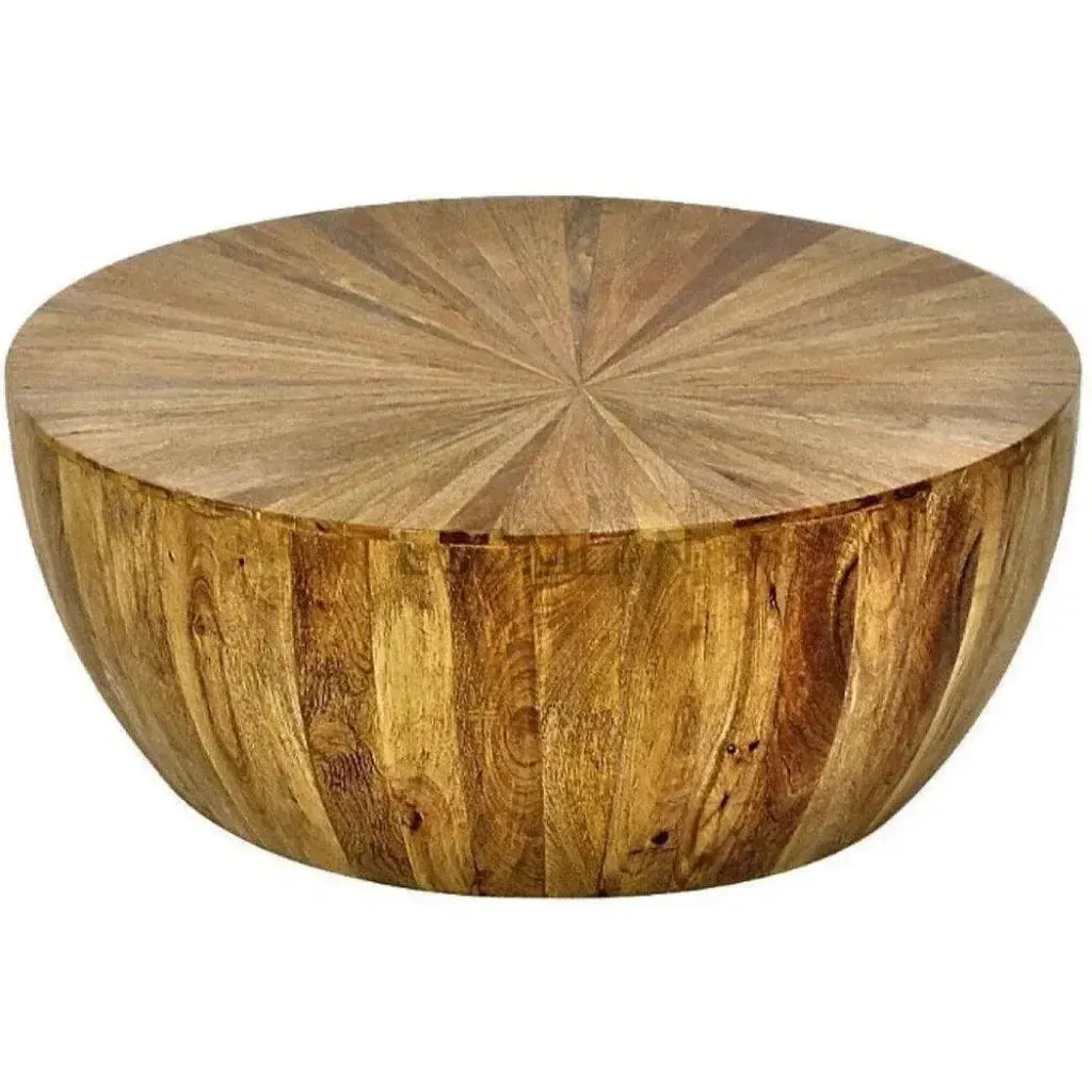 Zelrah Solid Wood Drum Coffee Table