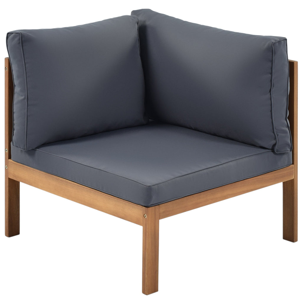 Outdoor Sofa Set Acacia Wood Gray Sectional Japanese Style Water-Resistant