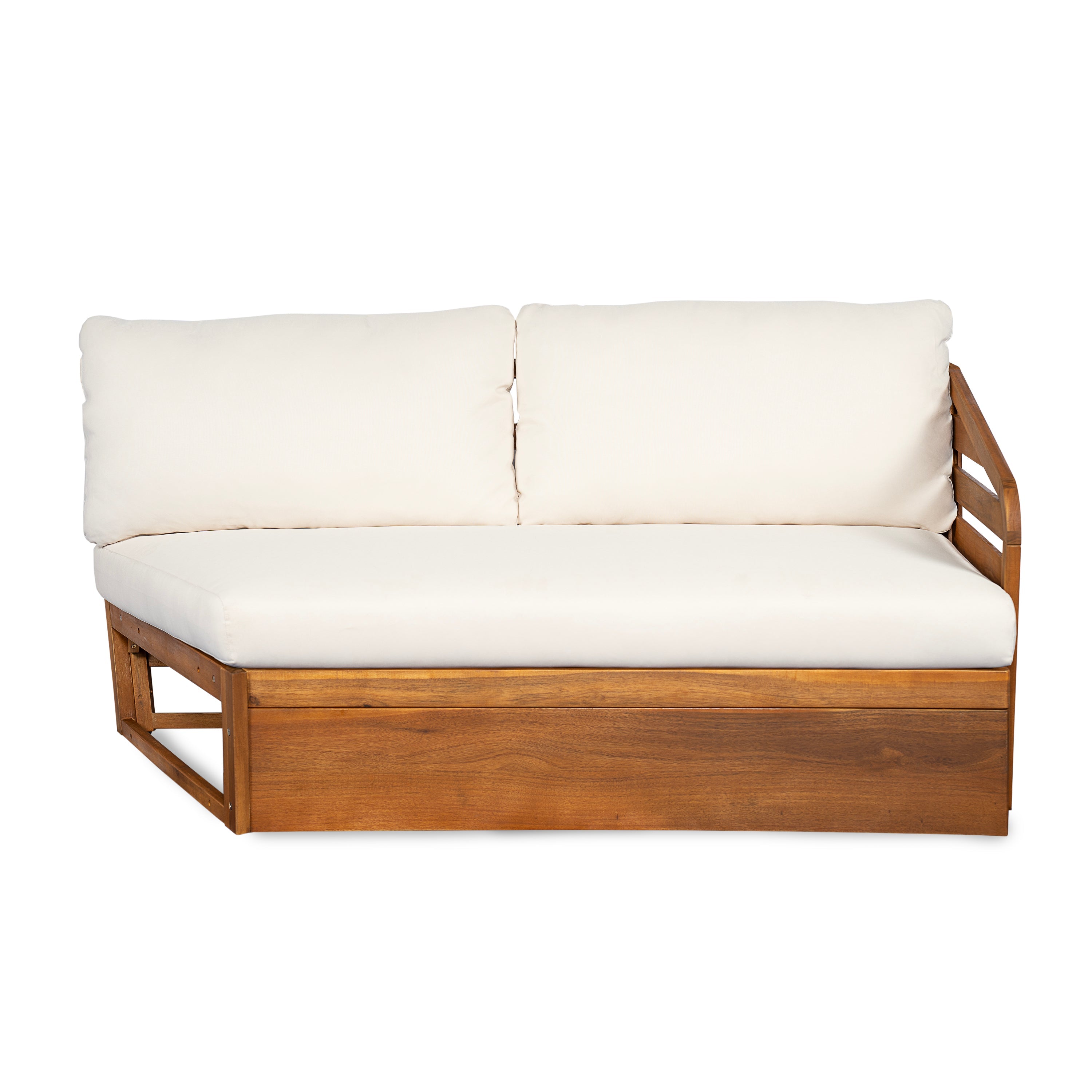 Outdoor Sectional Set Acacia Wood Teak Beige V-Shape 2 Piece 800 LB