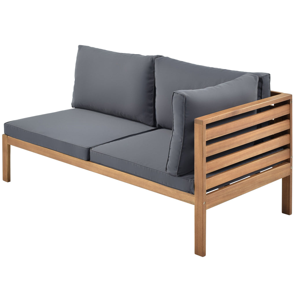 Outdoor Sofa Set Acacia Wood Gray Sectional Japanese Style Water-Resistant