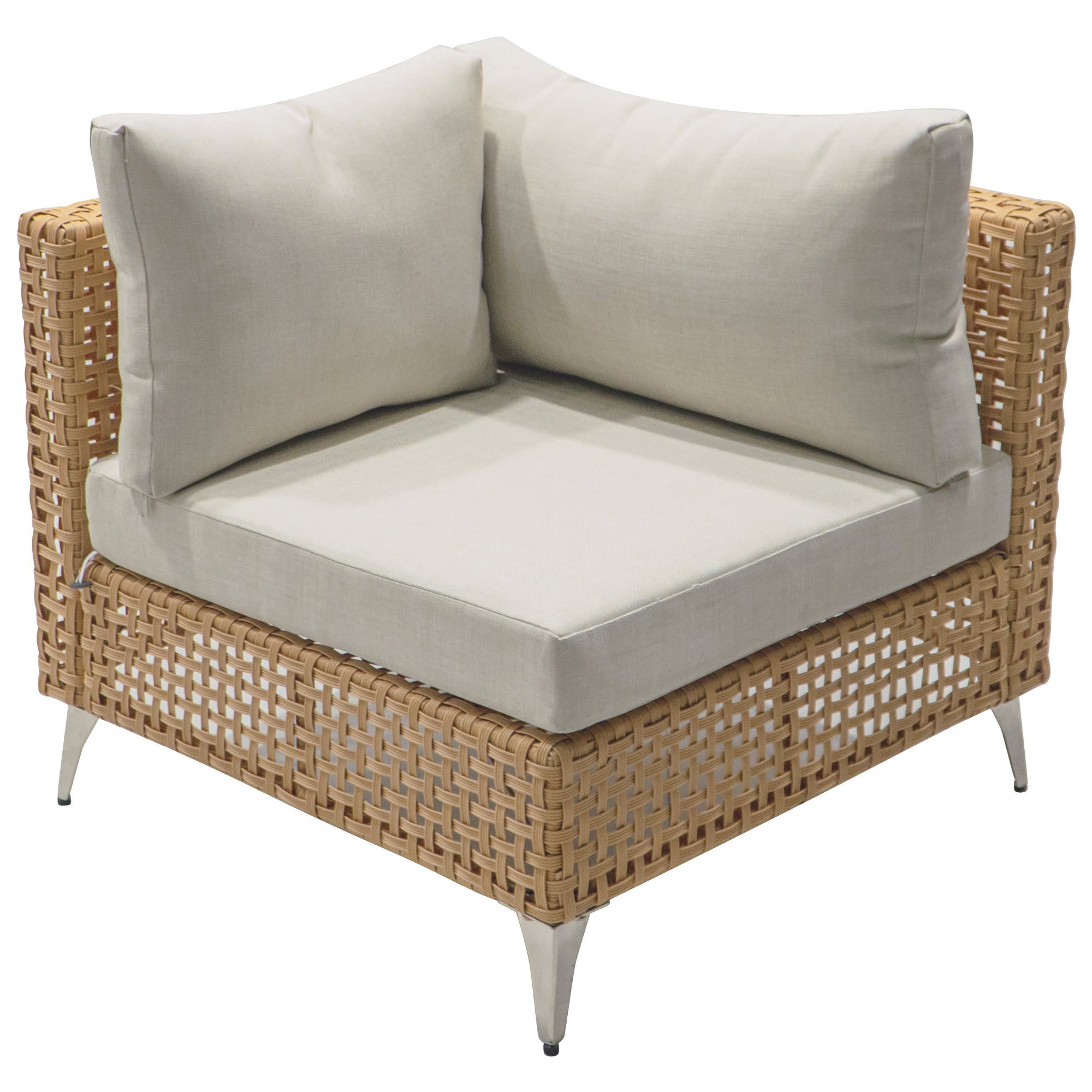 Outdoor Patio Sectional Set Rattan Metal Beige 7 Piece Tempered Glass