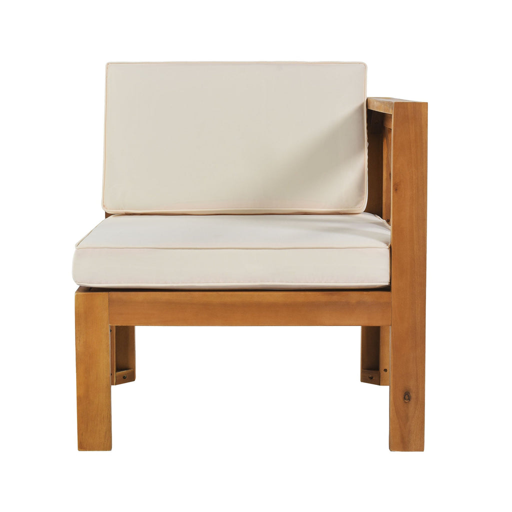 Outdoor Patio Sectional Set Acacia Wood Natural Beige Cushions 5 Piece
