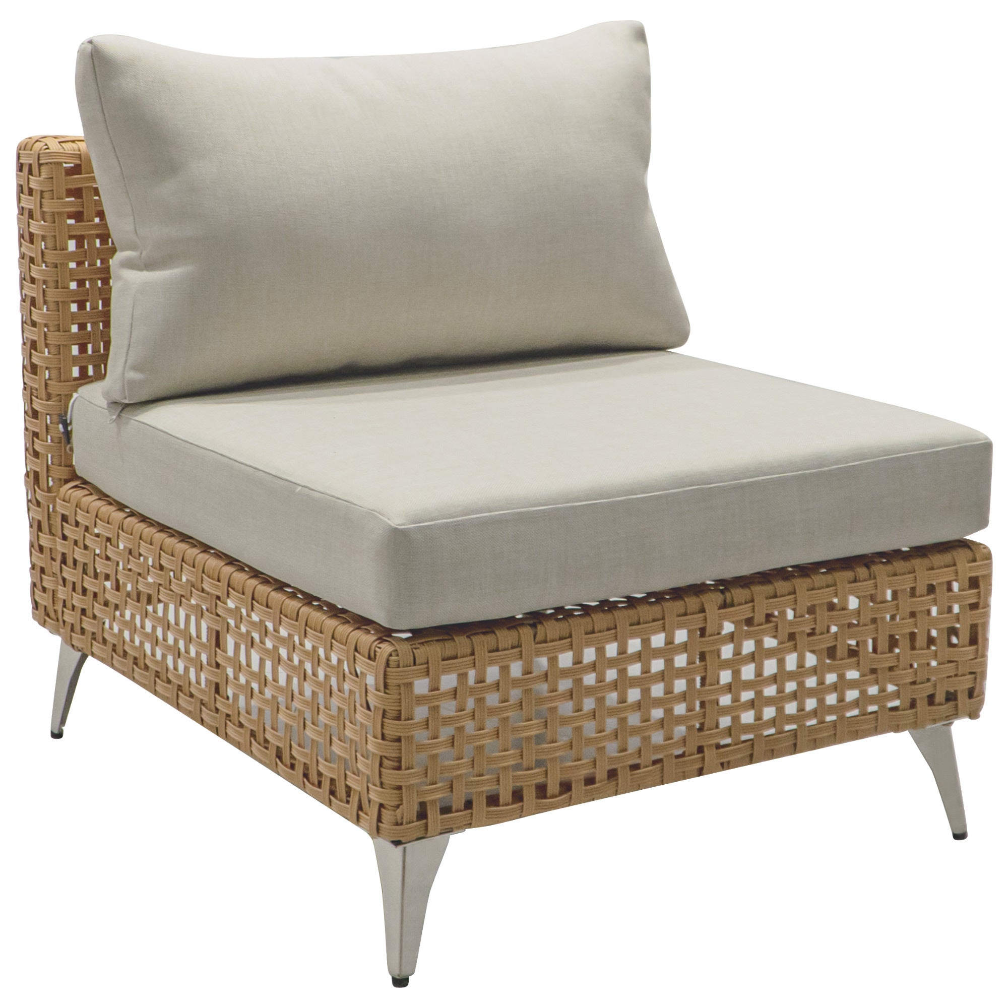 Outdoor Patio Sectional Set Rattan Metal Beige 7 Piece Tempered Glass