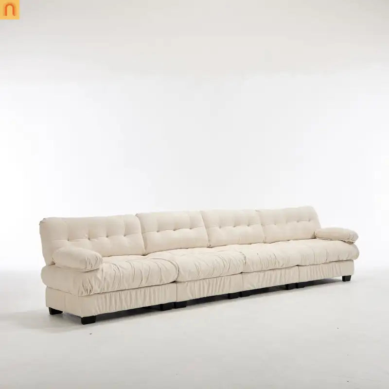 Sectional Sofa Cloud Modular Flannelette Beige 4 Seat 158 In 4 Pillows
