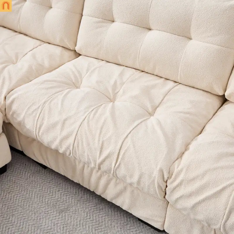 Sectional Sofa Cloud Modular Flannelette Beige 4 Seat 158 In 4 Pillows